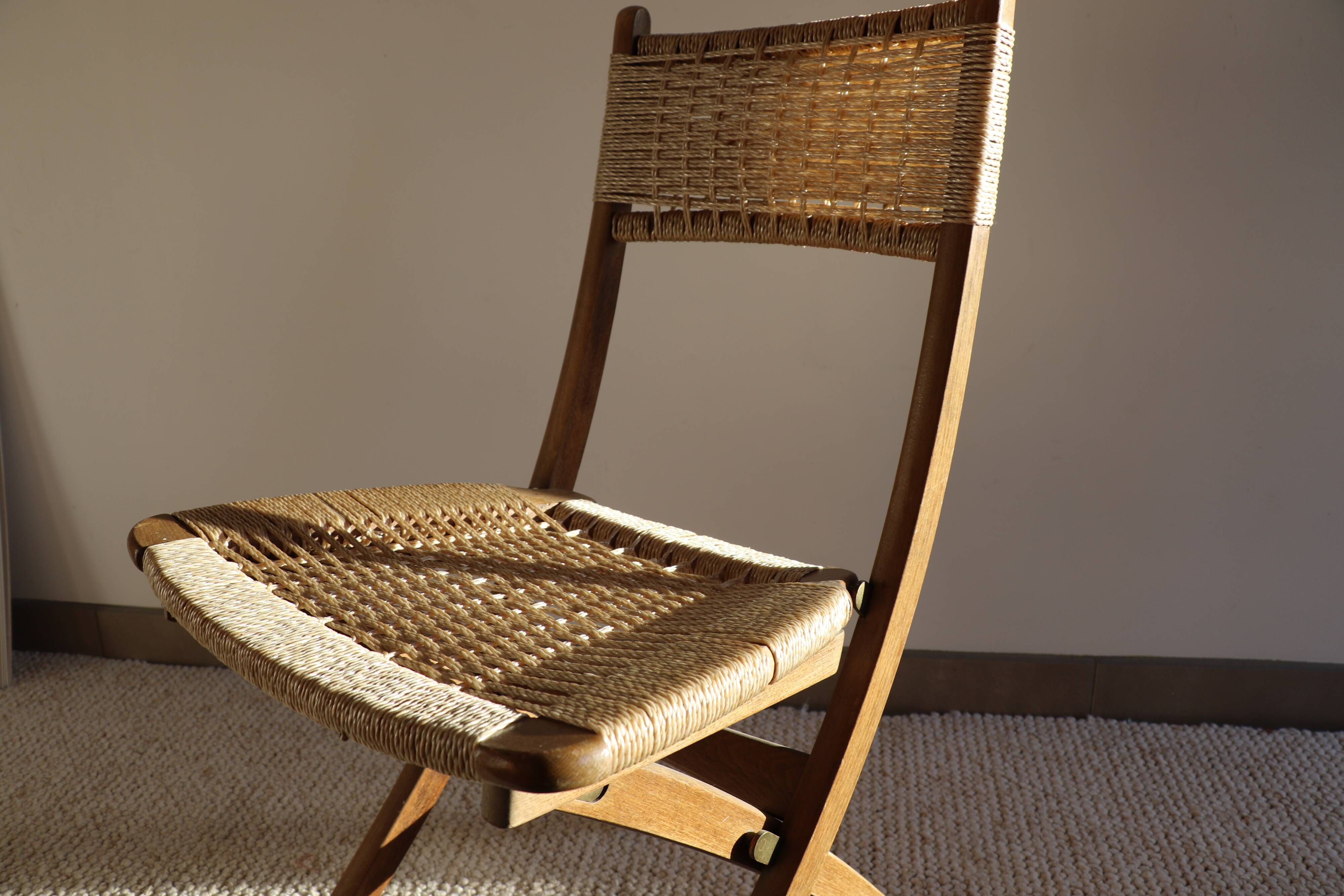Danish style wooden chairs and braided rope