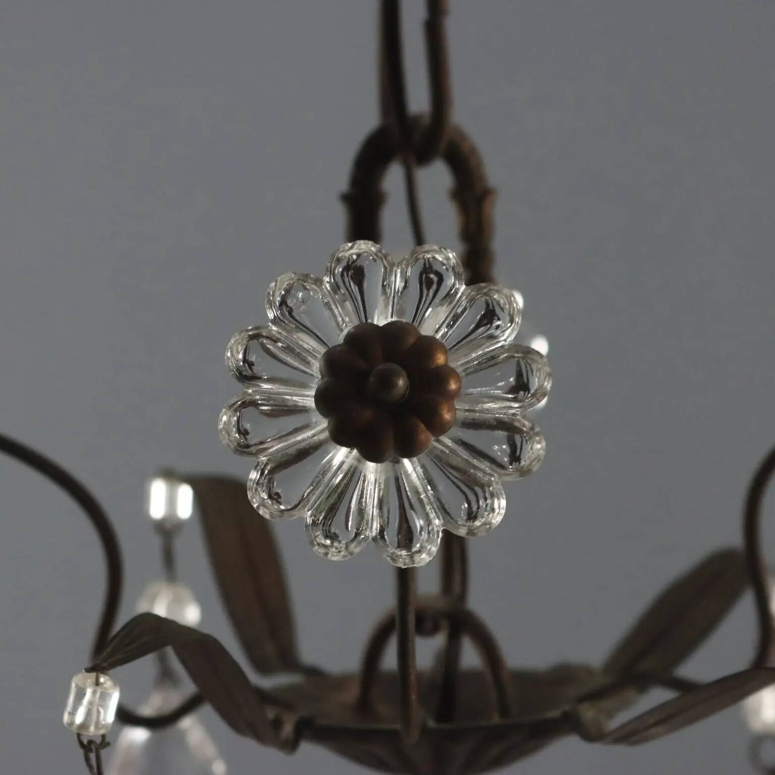 Antique metal and sheet chandelier, Italy, 20th century