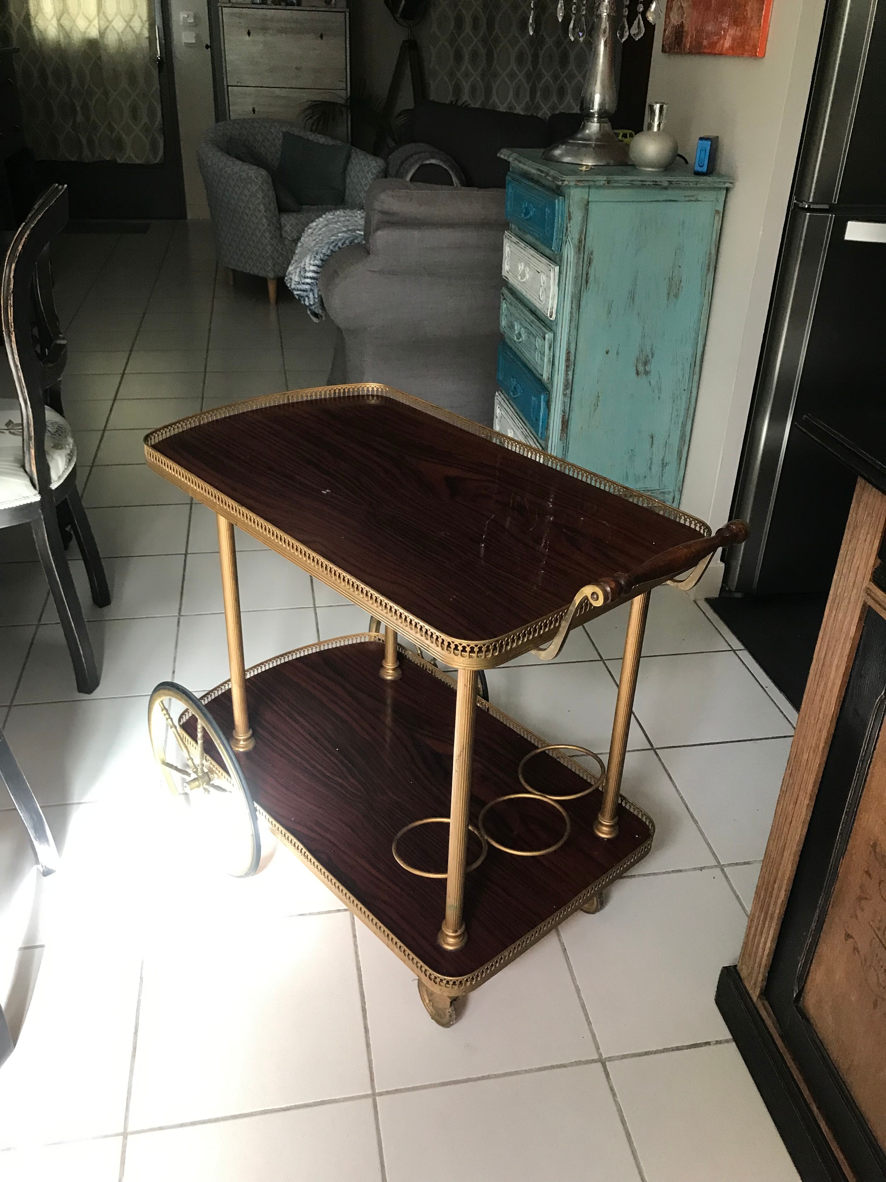 Rolling service wood and brass