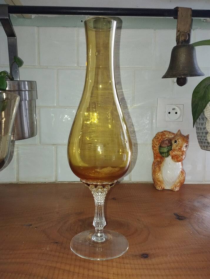 Empoli vase in amber blown glass – Italy, 1960s