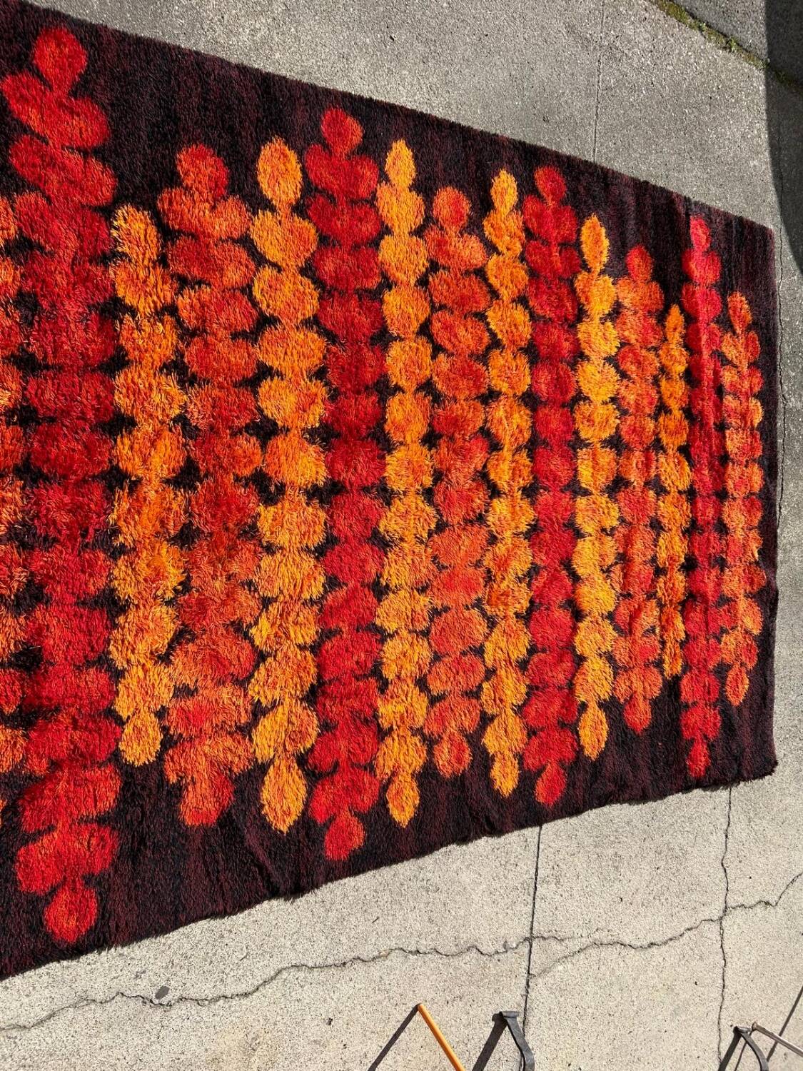 Large Vintage Scandinavian Space Age Wool Rug Circa 1970