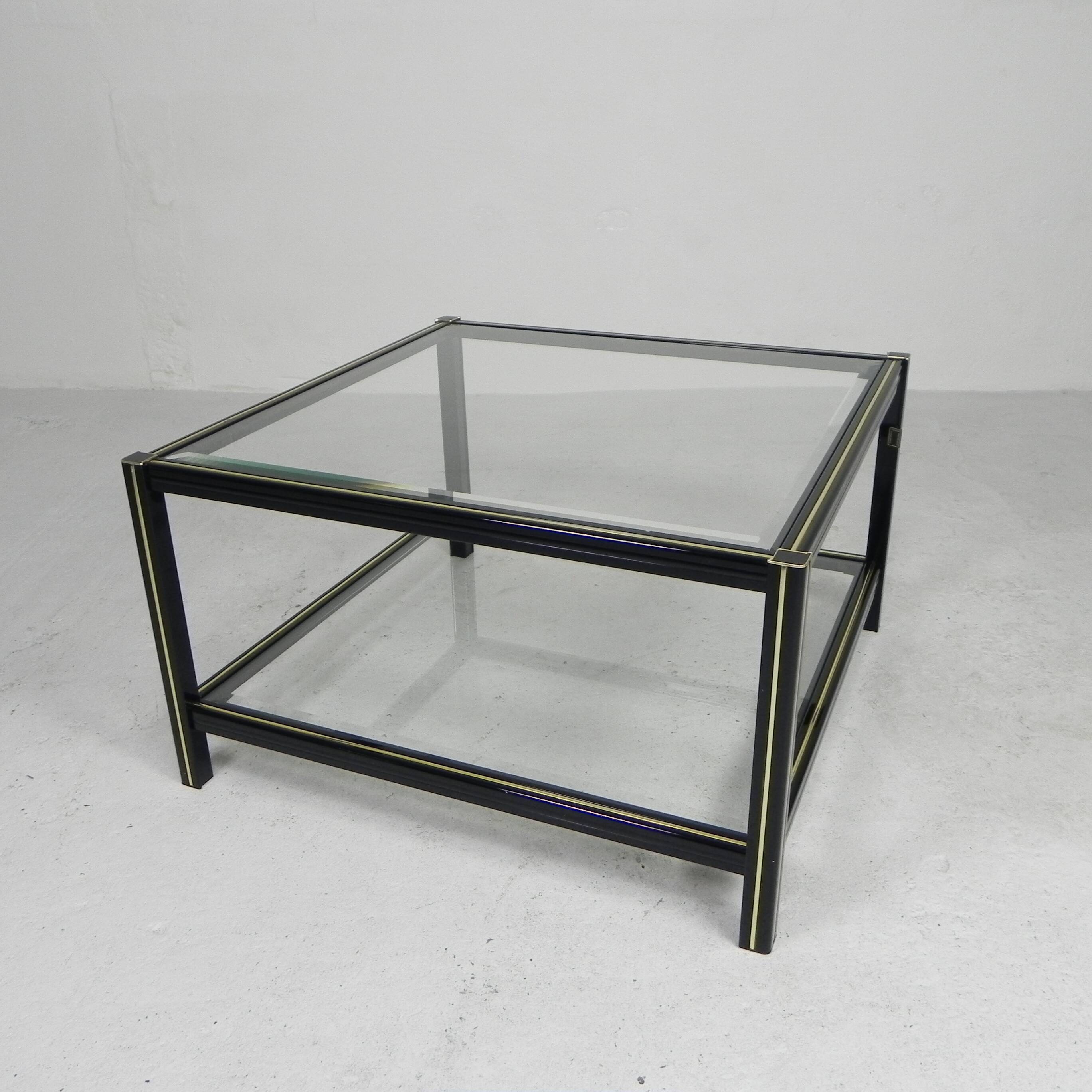 Hollywood Regency coffee table with 2 faceted glass plates, 1970s