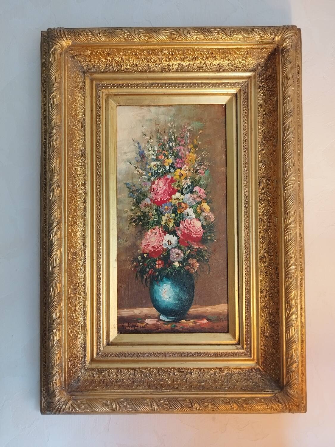 Oil on panel "Bouquet of flowers" signed Robert Mogisse