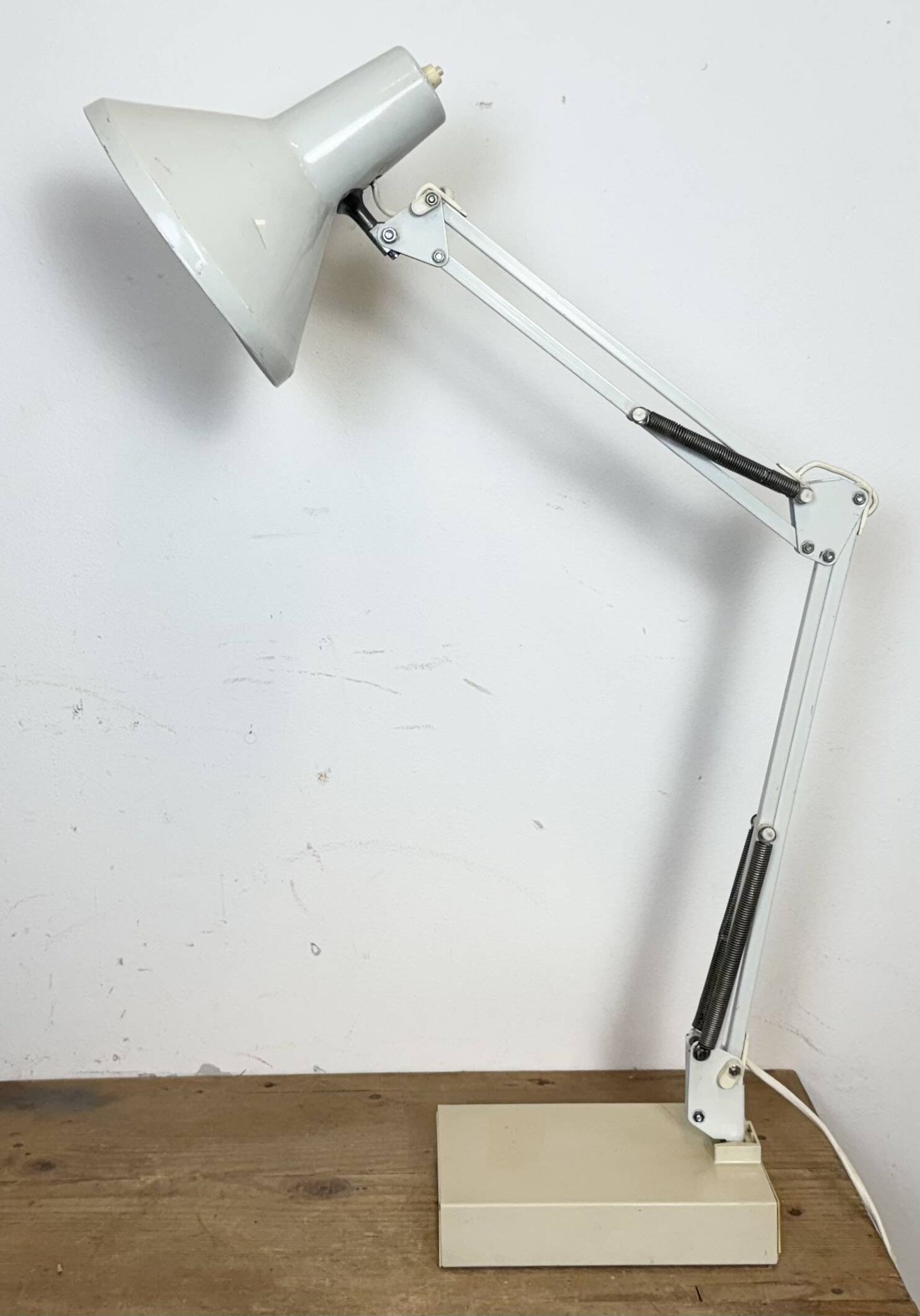 Vintage White Italian Architect Table Lamp, 1970s
