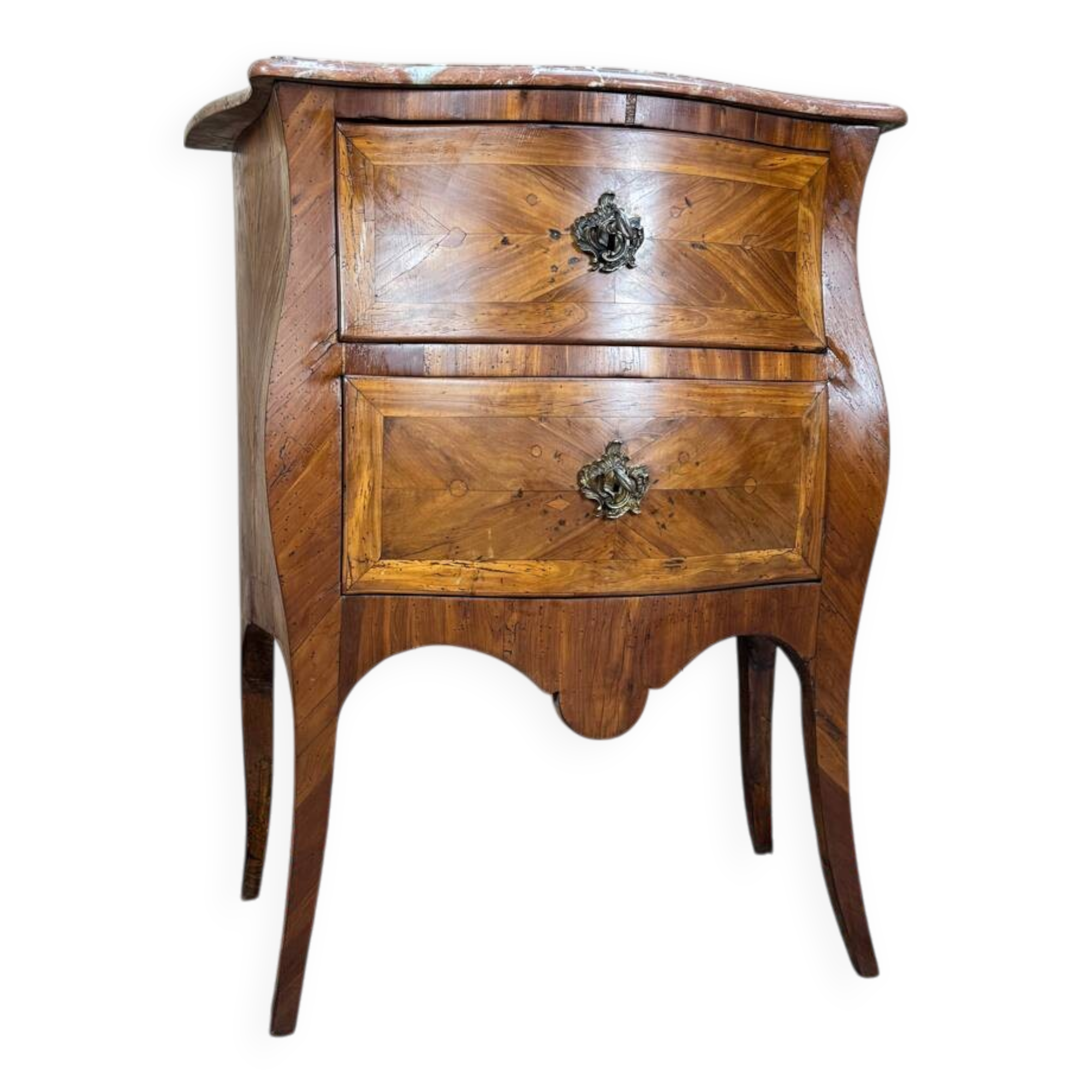 Louis XV Period 18th Century Curved Marquetry Chest of Drawers