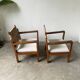 Pair of oak and straw armchairs, reconstruction style