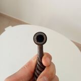 Twisted door handle in solid wrought iron, antique.