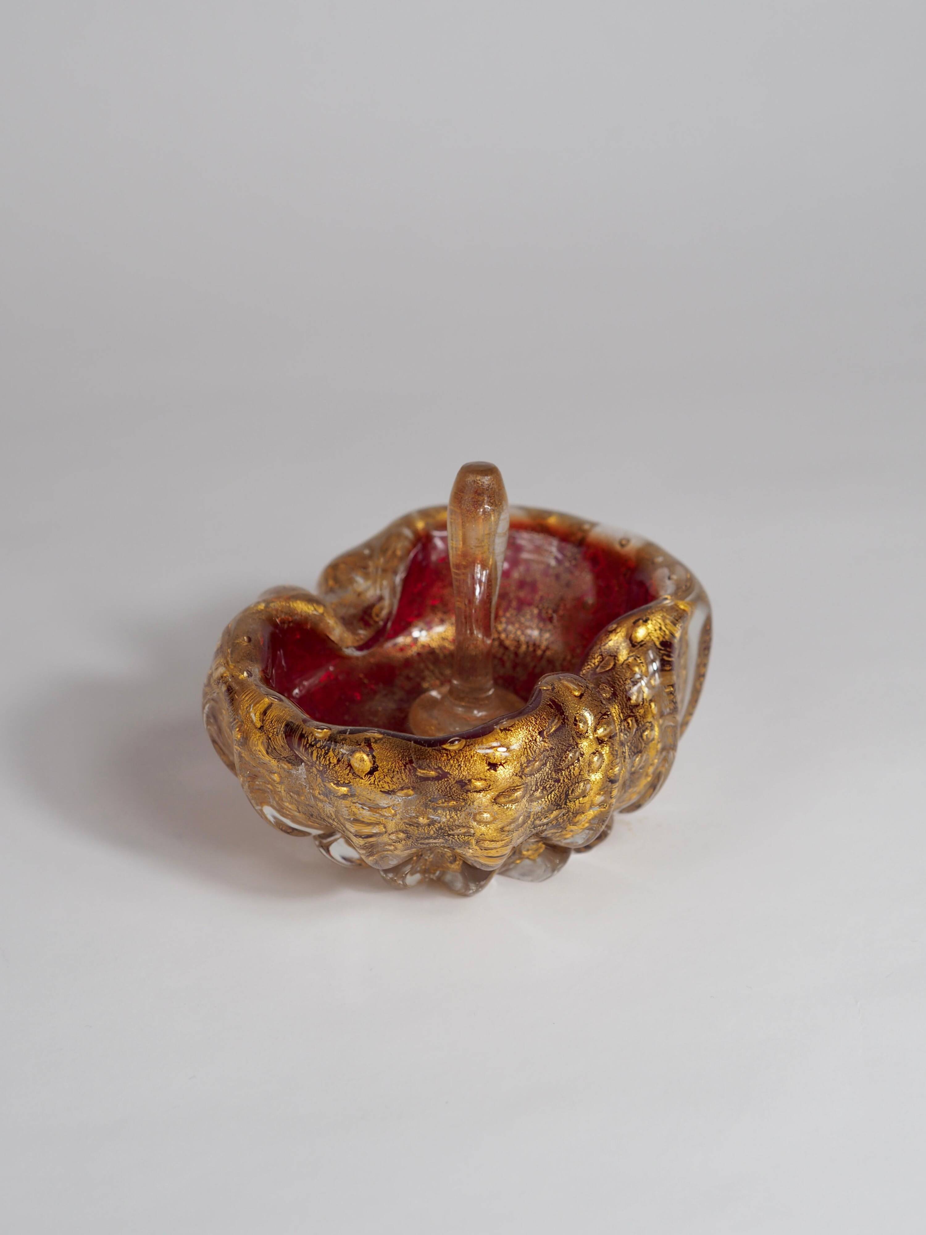 Barovier&Toso Murano "Cordonato d'Oro" Art Glass Bowl and Rare Glass Tamper