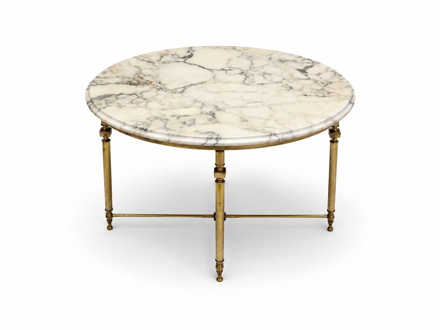 Round marble coffee table with brass base