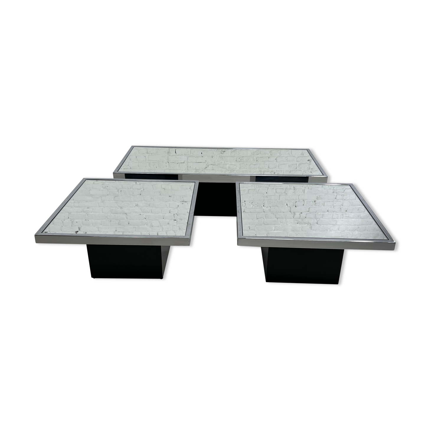 Trio of square and rectangular coffee tables 60s - 70s for Cidue