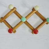 Wall-mounted coat rack, accordion, with 8 hooks, 50s-60s