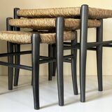 Vintage straw nesting stools, 60s design