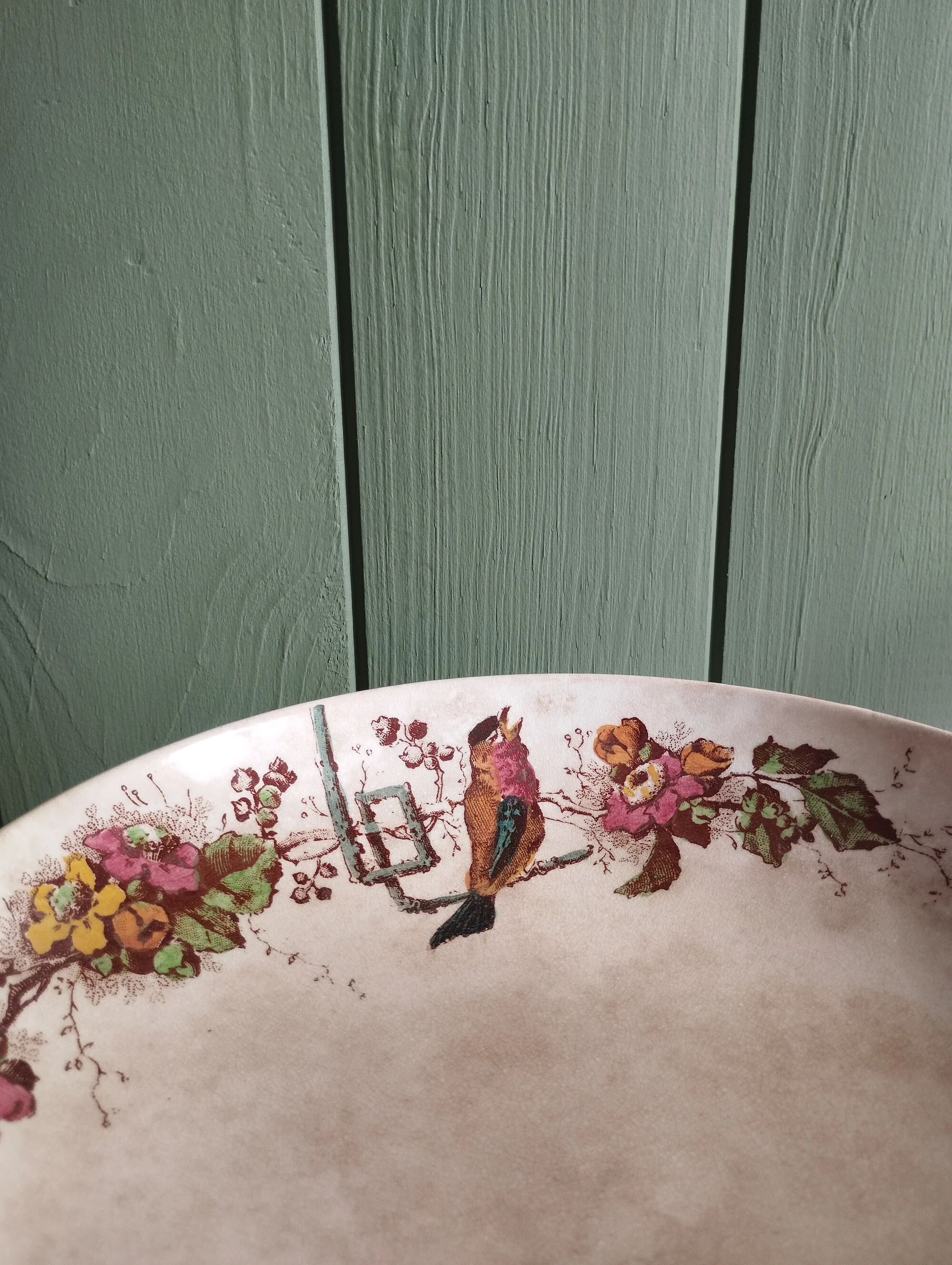 Ironstone compote E. Bourgeois Grand Dépôt Birds