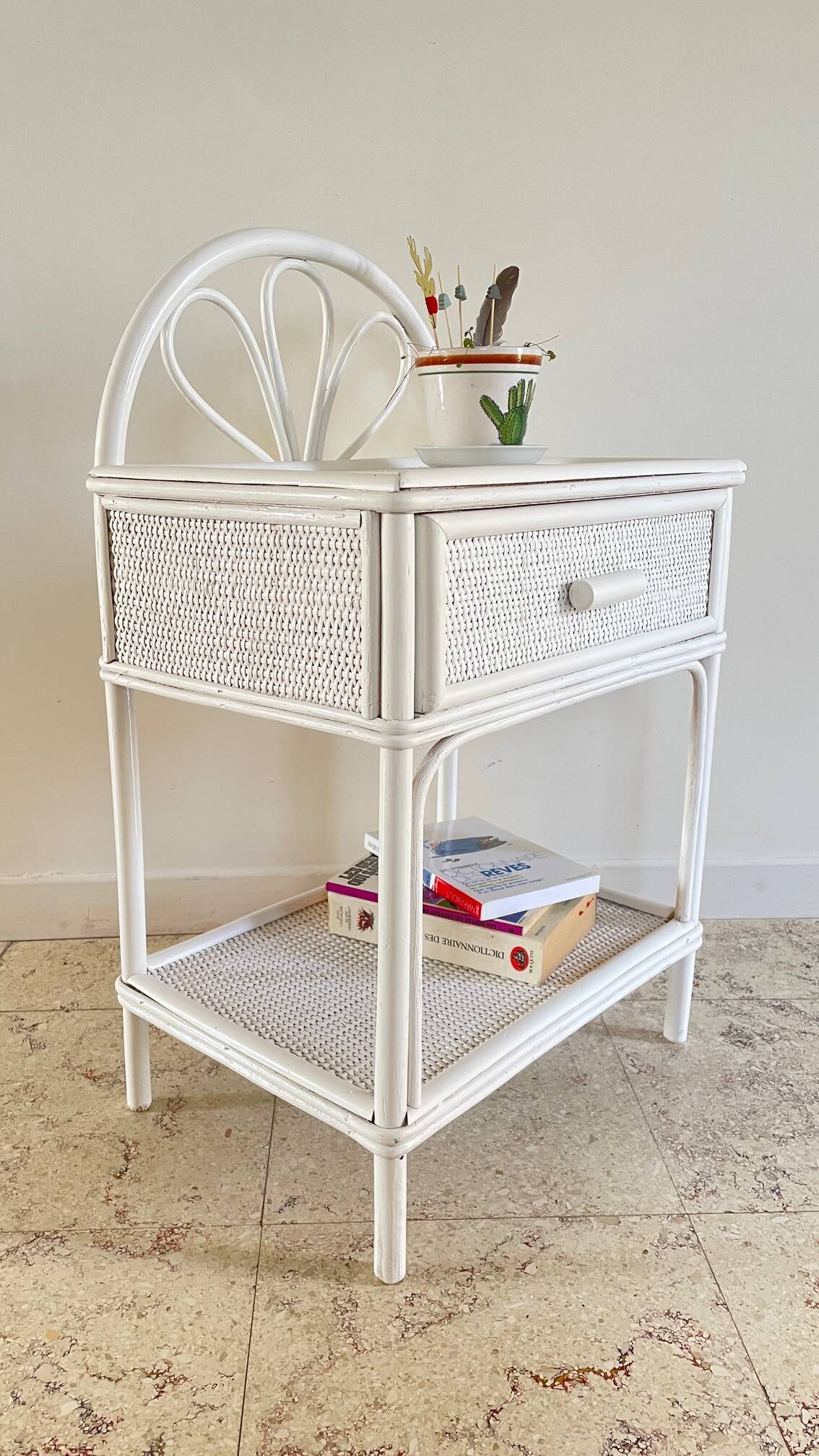 Pair of Vintage Rattan Bedside Tables