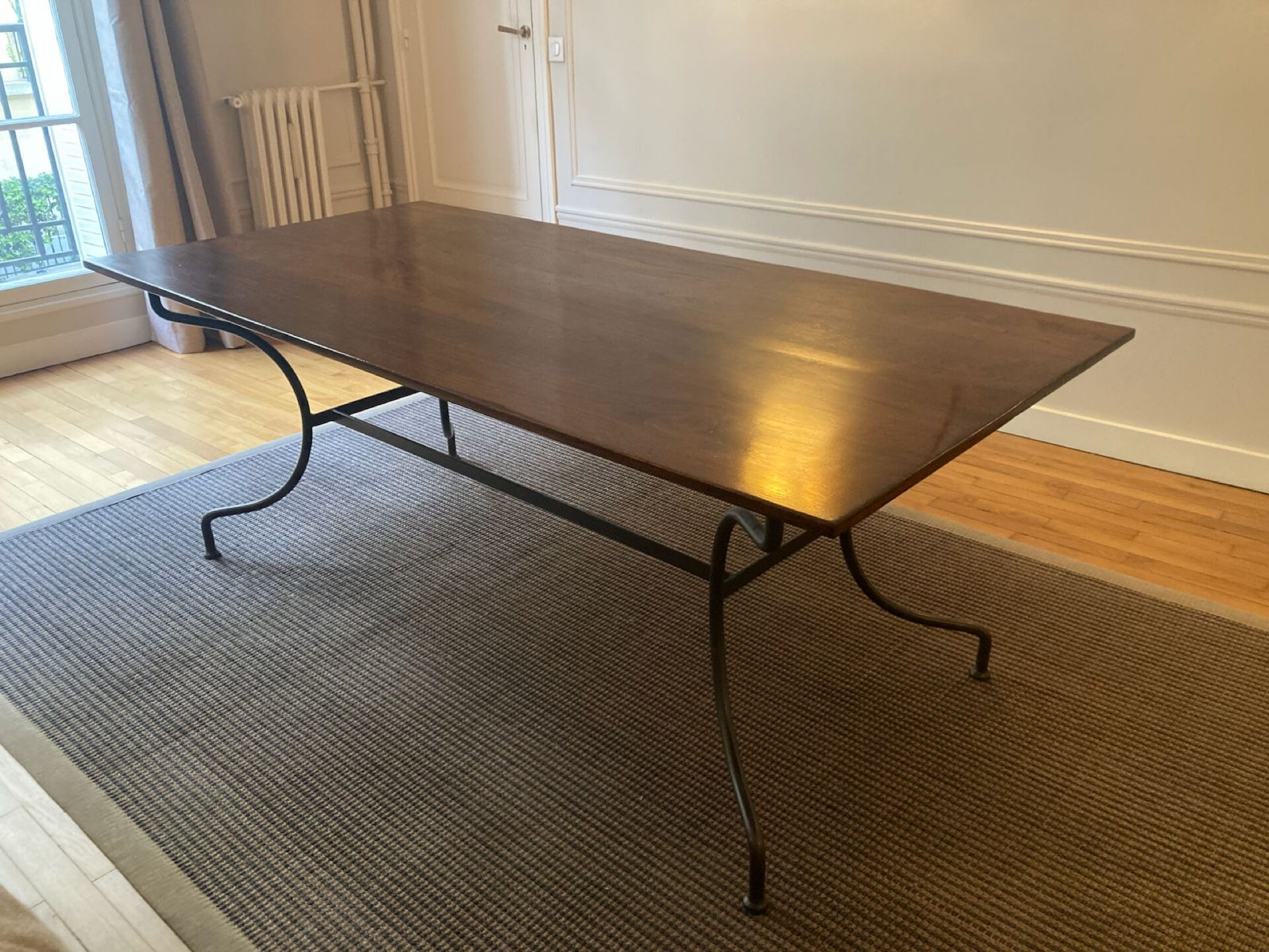 Beautiful teak dining table with 8 chairs.
