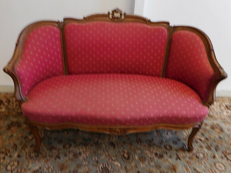 2-seater sofa bench Louis XV walnut from the 19th century