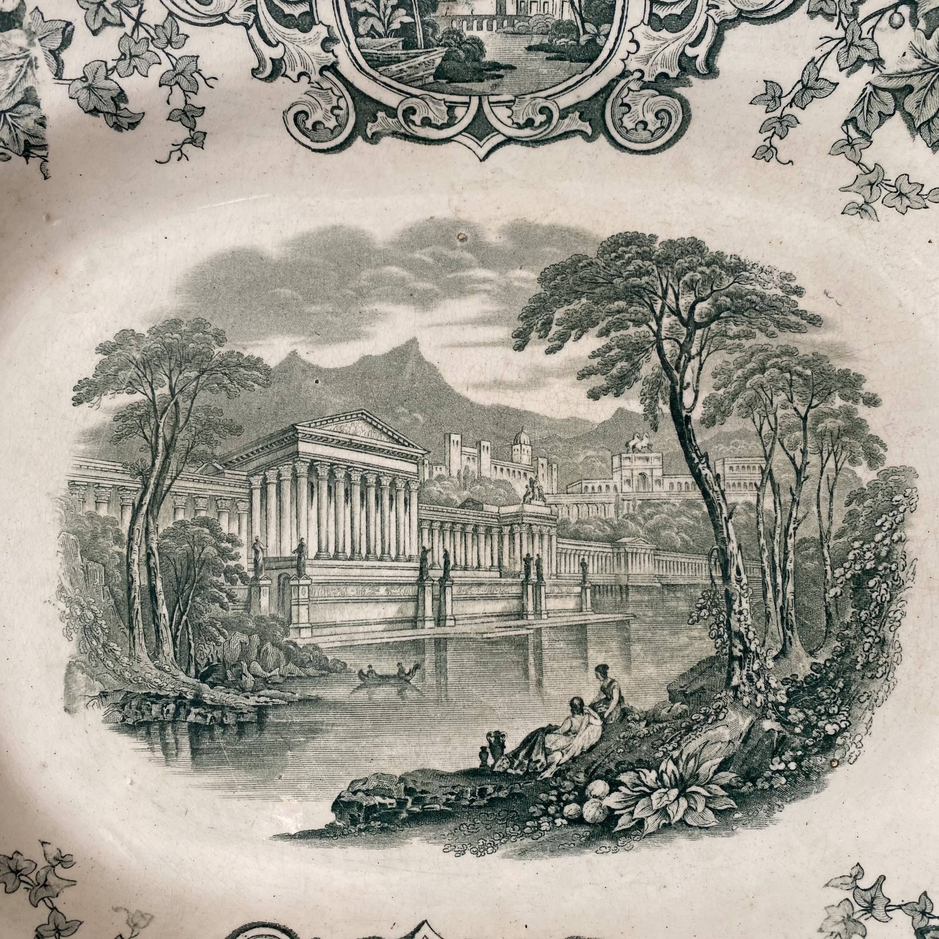 Ironware plate with antique decoration