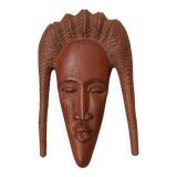 Carved wooden mask African art woman face handcrafted tribal ethnic decoration