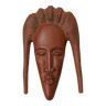 Masque en bois sculpté art africain visage femme fabrication artisanale  décoration ethnique tribal