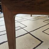 Table basse bois verre fumé vintage 1970"