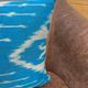 Handmade Silk Ikat Lumbar Cushion Cover, Sky Blue Oval Print Pillow Case