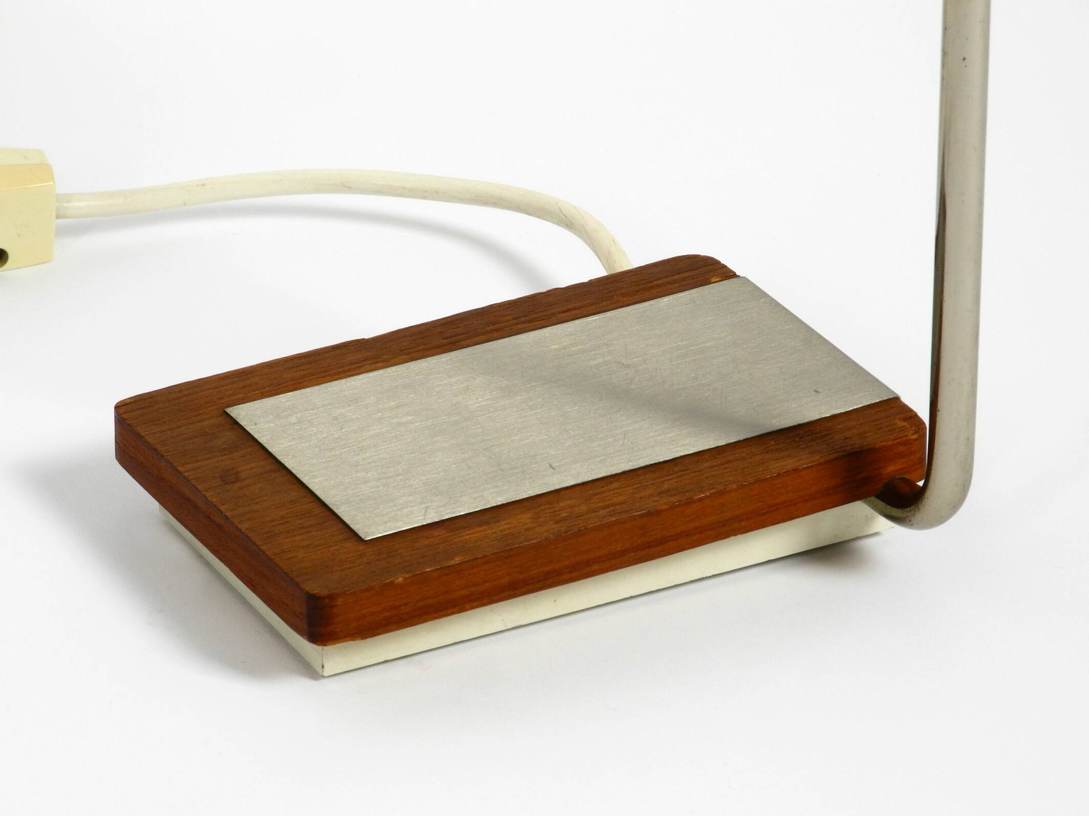 Rare original 1960s Kaiser Leuchten light metal teak table lamp