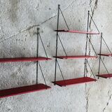 Set of 3 wall shelves thong with metal studs in pins - design 1950