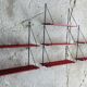 Set of 3 wall shelves thong with metal studs in pins - design 1950