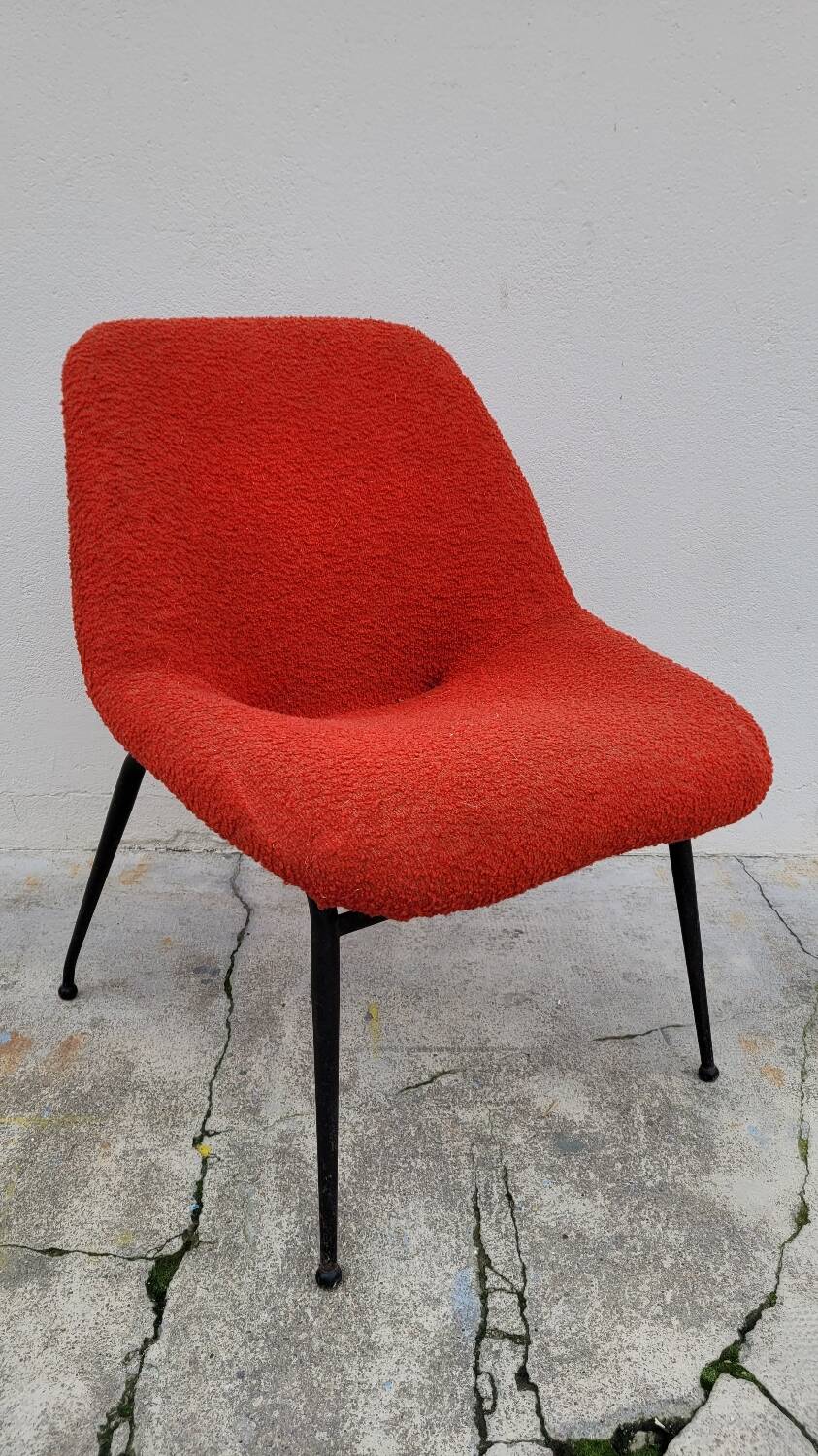 Vintage armchair in original French terry fabric - 1970s