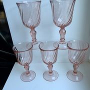 Set of 5 pink wine glasses 50s