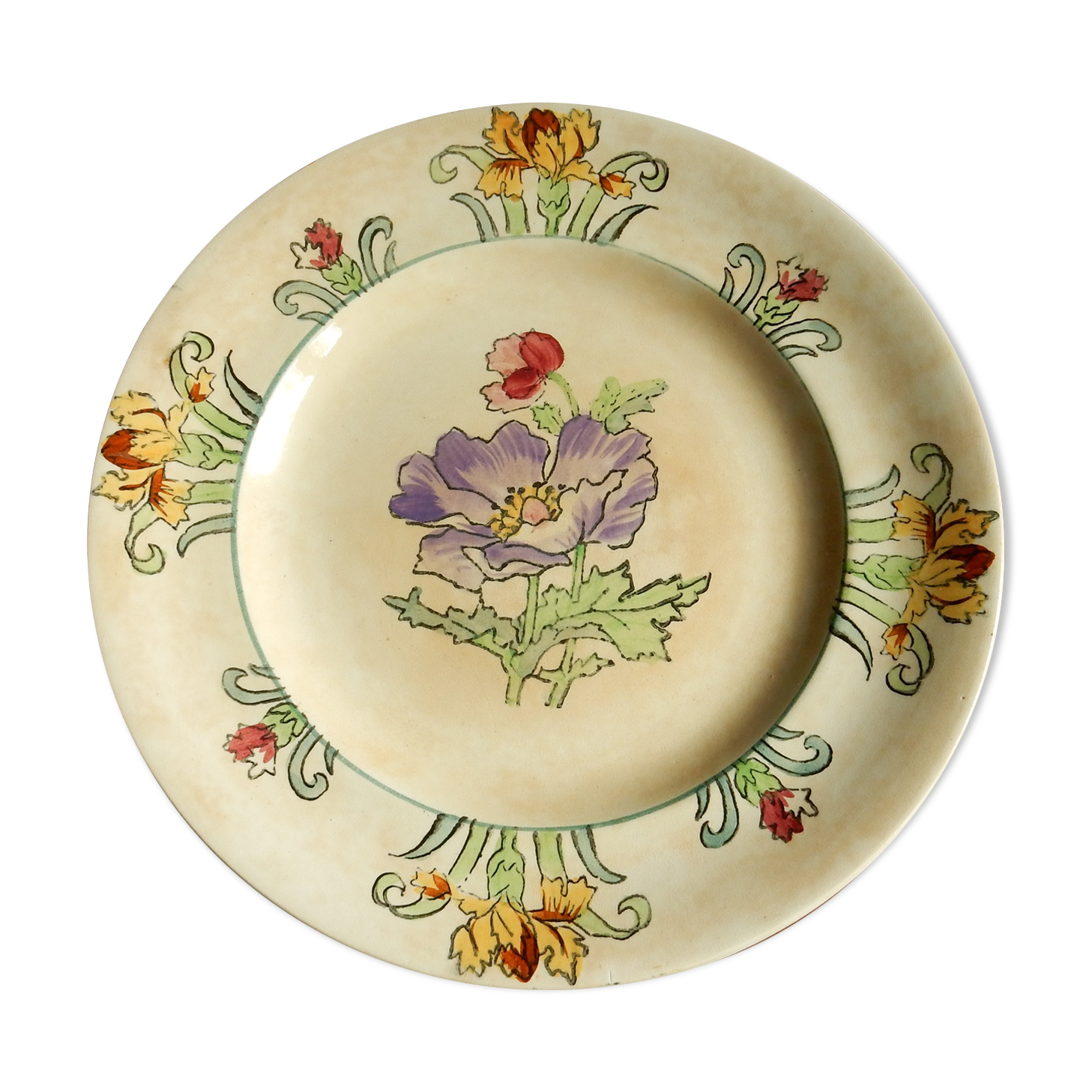 Longwy assiette de collection peinte à la main