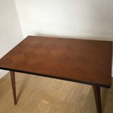 Table basse vintage bois pieds compas