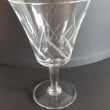 Set of 8 crystal wine glasses engraved 50s
