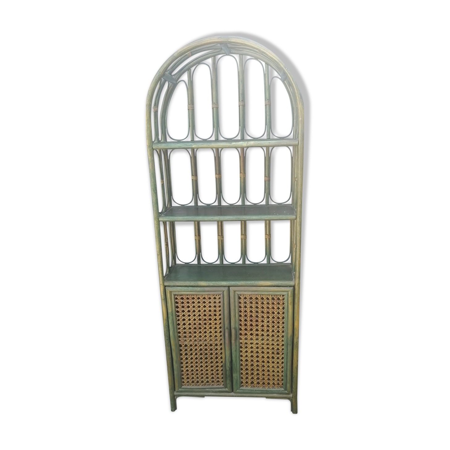 Shelf cabinet furniture in wicker rattan Lucia M vintage