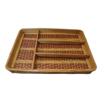 Cutlery rack in wicker and bamboo