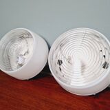 Plafonnier industriel Holophane en verre opaline blanc et transparent (7 disponibles)