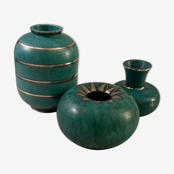 3 vases Gustavsberg argenta wilhelm kage