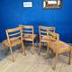 4 chaises de la marque Monobloc vers 1950. Paillage de couleur