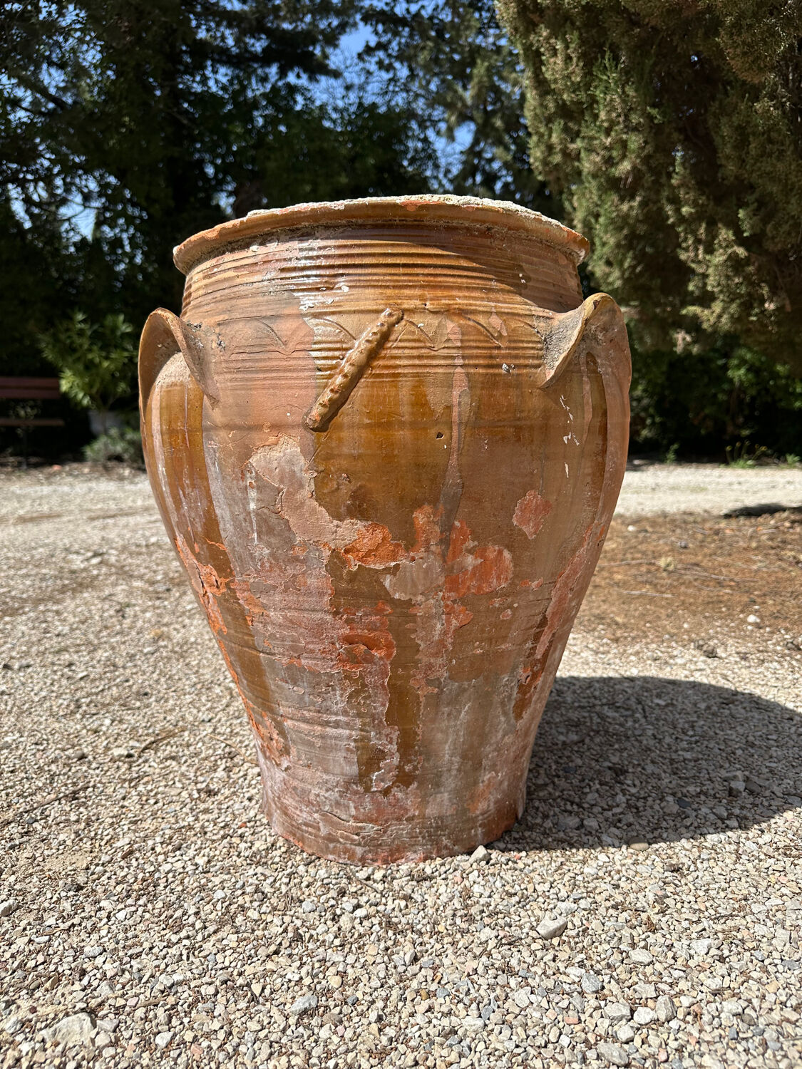 Ancient terracotta pottery jar