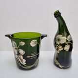 Champagne bucket perrier-jouët and its bottle, art nouveau décor