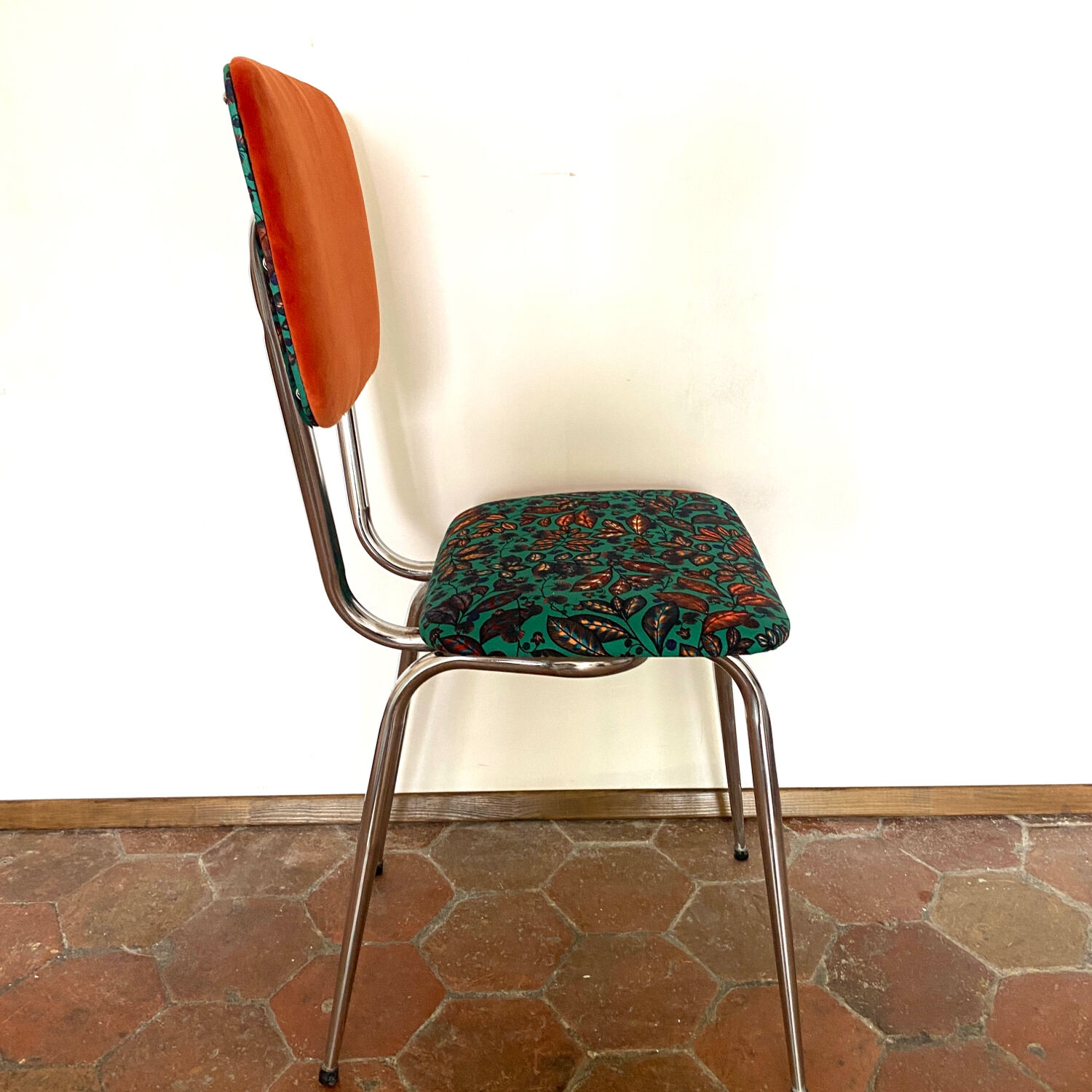 Upcycled vintage chair - rainbow tree green