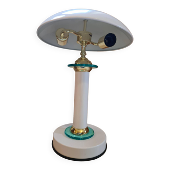 Vintage mushroom lamp in white lacquered metal, 1980s