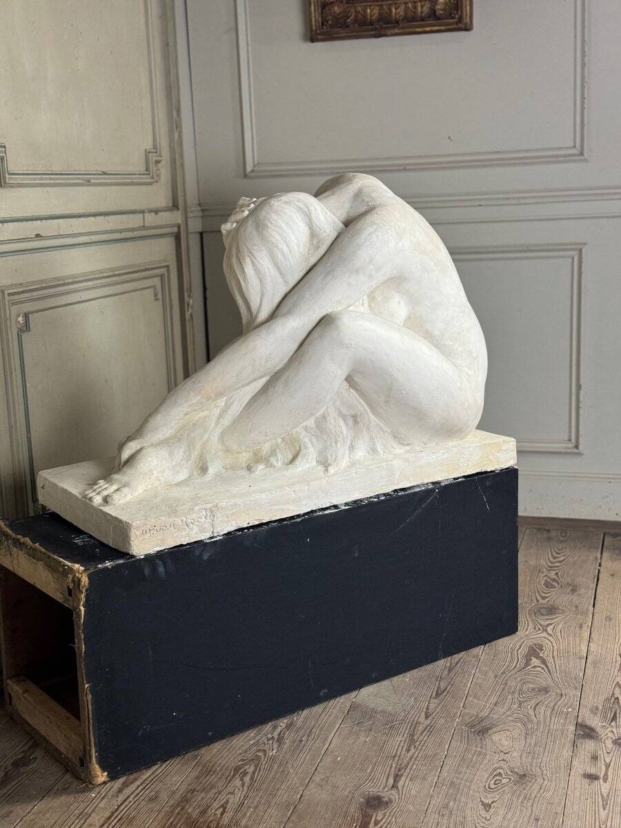 Large Workshop Plaster, Young Nude Woman, Signature on the Base