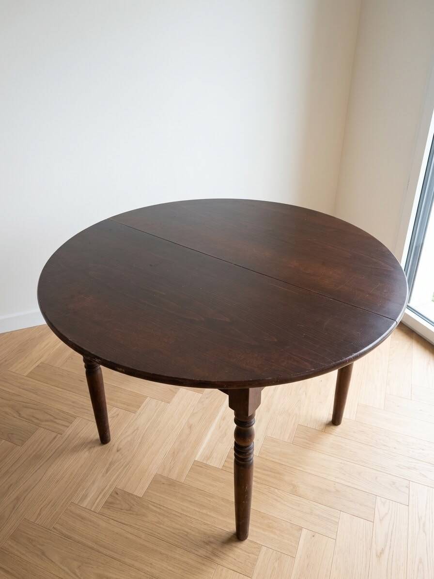 Traditional round wooden dining table