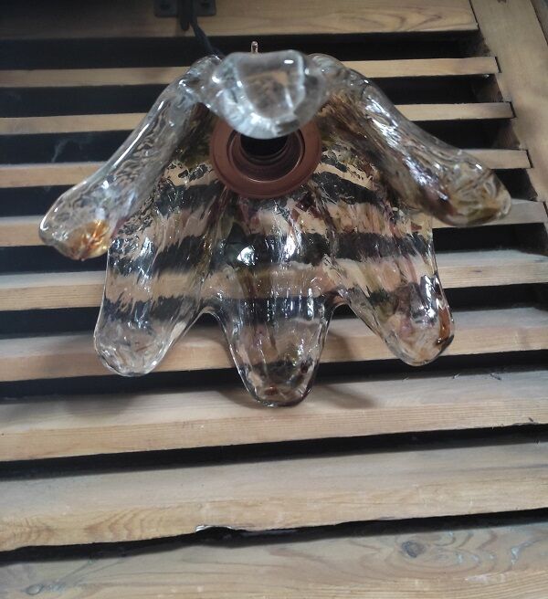 Walker lamp globe glass molded star support rose gold copper