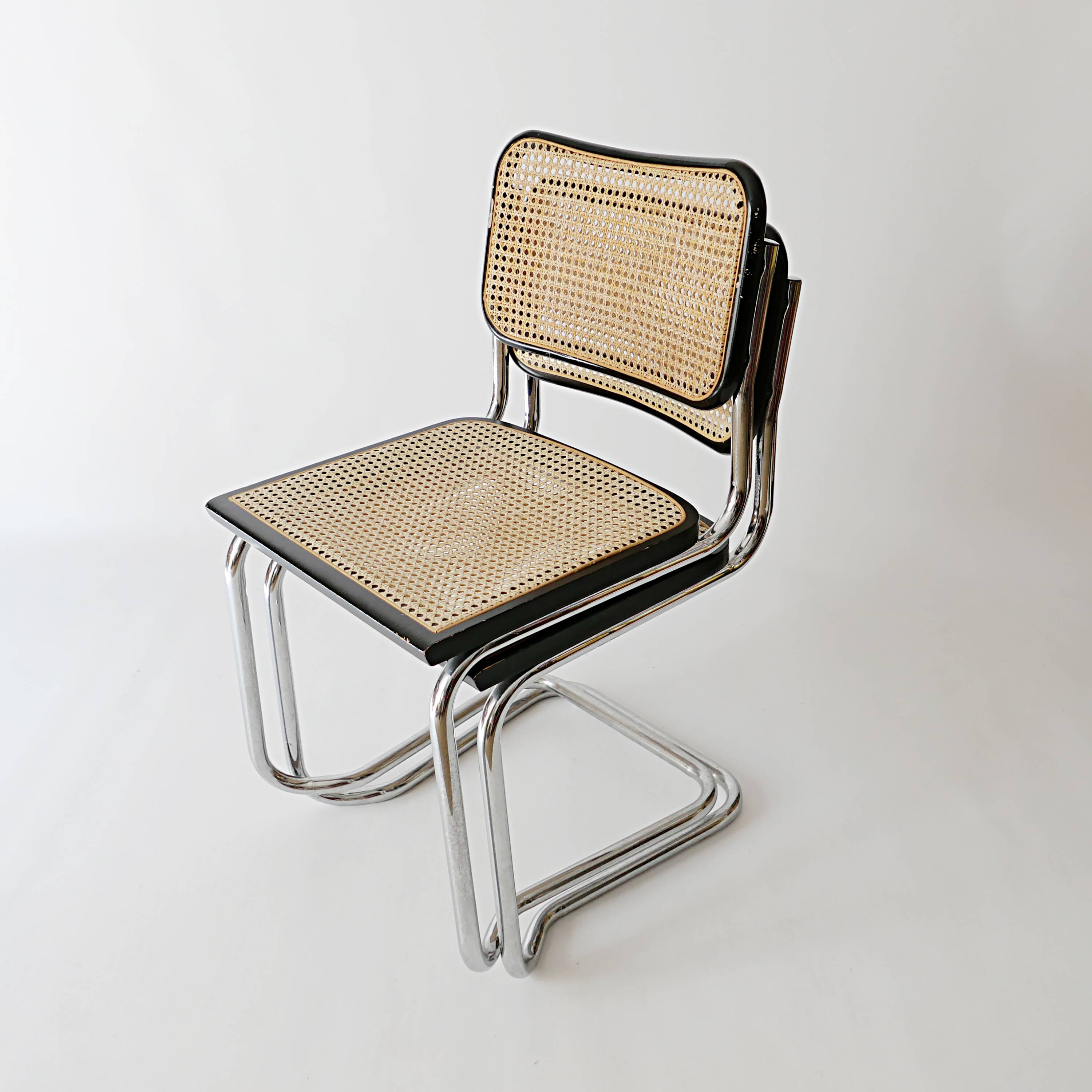 pair of Cesca chairs by Marcel Breuer 1960s 1970s in vintage cane
