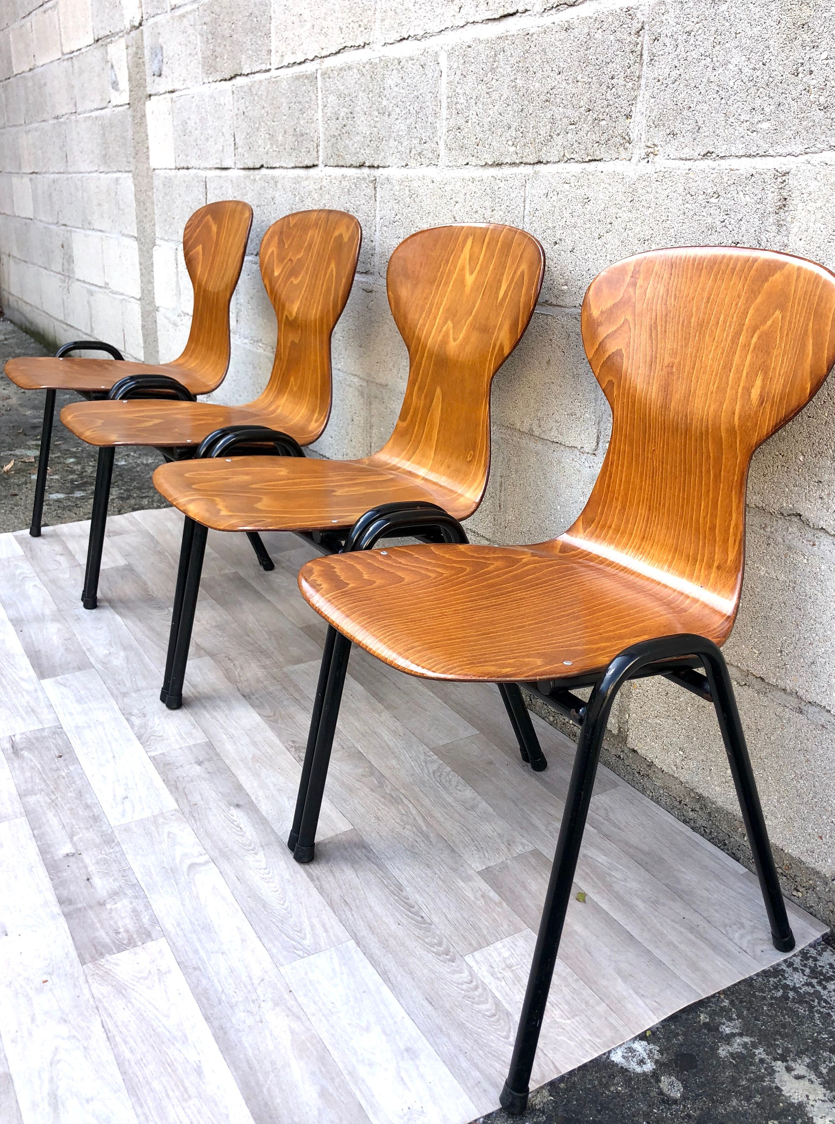 Lot of 4 chairs Ant Eromes 60s vintage