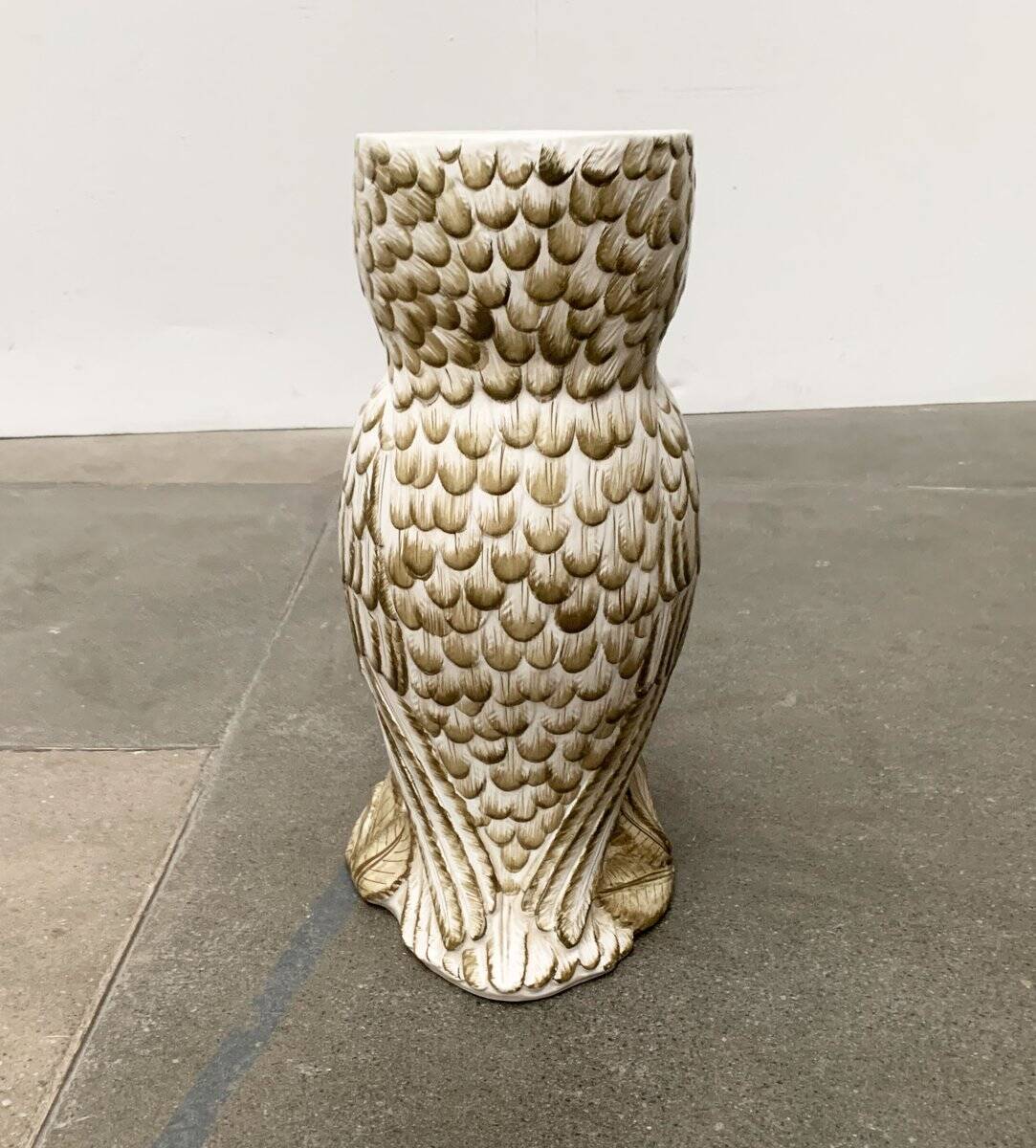 Vintage Italian ceramic owl umbrella stand