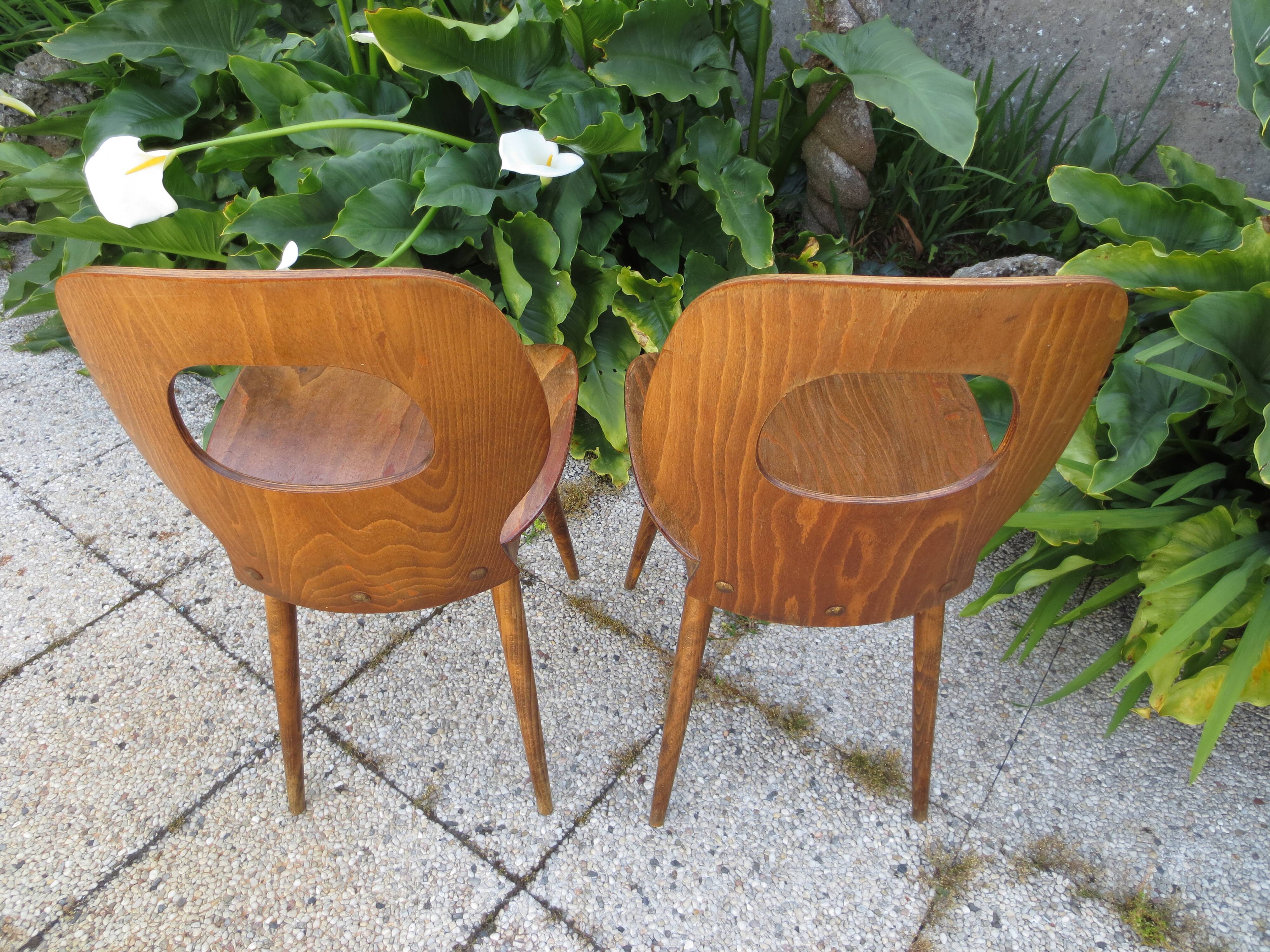 Paire de chaises en bois Baumann vintage