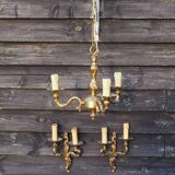 French Vintage Louis XV Style Bronze Candlestick & Sconce Set